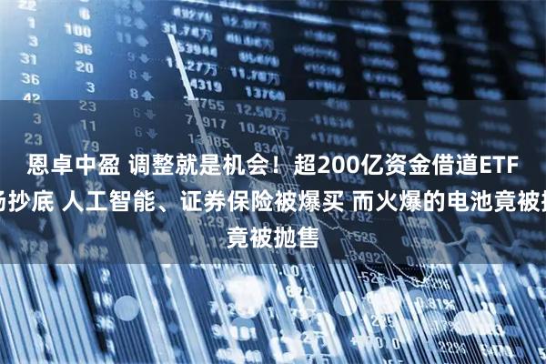 恩卓中盈 调整就是机会！超200亿资金借道ETF进场抄底 人工智能、证券保险被爆买 而火爆的电池竟被抛售